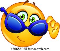 Emoticon looking over sunglasses