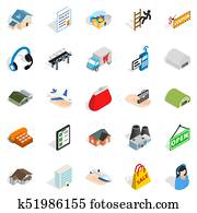 Homeward icons set, isometric style Homeward icons set, isometric style