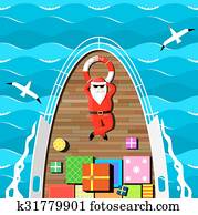 Santa Claus on a yacht. Santa Claus on a yacht.