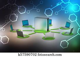 sem fios, networking, sistema