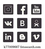 Set of popular social media logos Set of popular social media logos