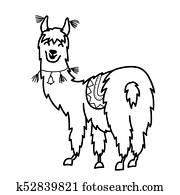 הפרד, תאר, ציור היתולי, תינוק, llama.