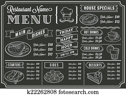 לוח לגיר, תפריט של מסעדה, דפוסית