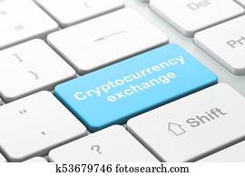 blockchain, concept:, cryptocurrency, intercambio, en, ordenador teclado, plano de fondo