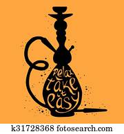 Hookah with phrase relax take it easy, illustration of hookah Hookah with phrase relax take it easy, illustration of hookah
