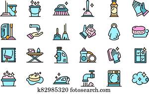 Housekeeping icons vector flat Housekeeping icons vector flat
