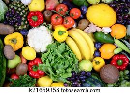 Huge group of fresh vegetables and fruit - High quality studio s