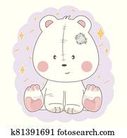 lindo, caricatura, osito de peluche, character., vector, illustration.