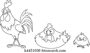 Outlined chicken family Outlined chicken family