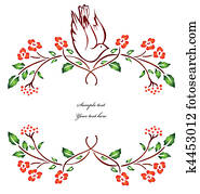 pájaro, sentado, en, un, flor, branch., vector