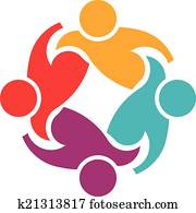 teamwork, steun, 4, beeld, logo