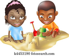 two children playing on the beach