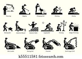 לאנדסכאפינג, ו, גננות, icons.