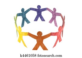 Circle of colorful people