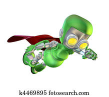 Cute green metal robot superhero character Cute green metal robot superhero character