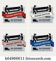 flytting, tjenester, selskap, logo, design.