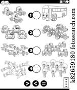 greater less or equal task with vehicles color book page greater less or equal task with vehicles color book page