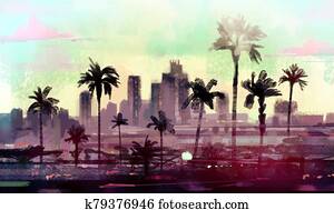 Landscape with palm trees in Los Angeles. Landscape with palm trees in Los Angeles.