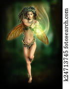 Fairy with a shining Ball, 3d CG Fairy with a shining Ball, 3d CG