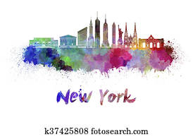 New York skyline in watercolor New York skyline in watercolor