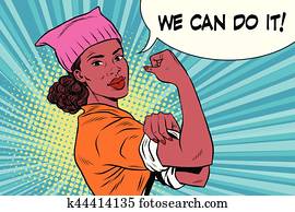 political activist black woman we can do it. Pink pussy cat hat