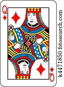 Vintage simple background: playing card - queen of hearts Picture