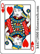 Vintage simple background: playing card - queen of hearts Picture ...
