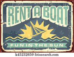Retro tin sign design for boat rentals Retro tin sign design for boat rentals