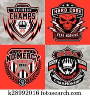 Sports shield emblem graphic set Sports shield emblem graphic set