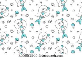 בתולות ים, seamless, תבנית