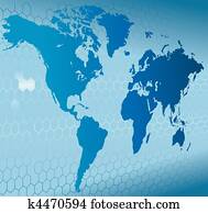 דינמי, 3d, מפה של עולם, עם, רקע