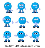 かわいい 青 Emoticon 芸術 イラスト イラスト K Fotosearch