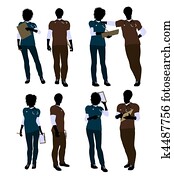 African American Female and Male Doctor Silhouette African American Female and Male Doctor Silhouette