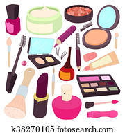 Cosmetic icons set, cartoon style Cosmetic icons set, cartoon style