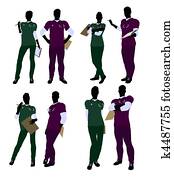 Female and Male Doctor Silhouette Female and Male Doctor Silhouette