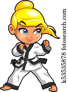 Karate martial arts tae kwon do dojo vector clipart cartoon Girl Stance Karate martial arts tae kwon do dojo vector clipart cartoon Girl Stance