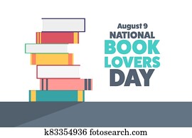 National Book Lovers Day. August 9. Holiday concept. Template for background, banner, card, poster with text inscription. Vector EPS10 illustration.