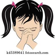 niña joven, rezando