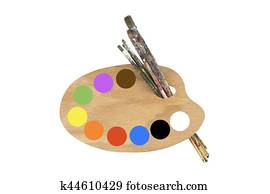 pinsel, farben, und, künstlerpalette pinsel, farben, und, künstlerpalette