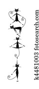 Pyramid with black cats silhouette for your design Pyramid with black cats silhouette for your design