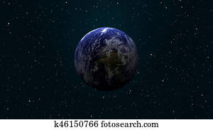 Solar System - Earth. Outer space on the background.