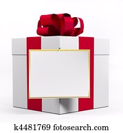 White gift box with red ribbon 3d White gift box with red ribbon 3d