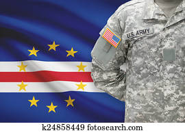 American soldier with flag on background - Cape Verde