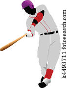 Baseball player. Colored Vector