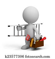 carpinteiro, com, um, ferramenta