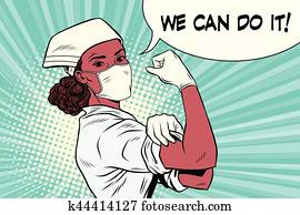 dame a peau noire, docteur, nous, boîte, faire, il