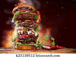 delicious big hamburger on wood delicious big hamburger on wood