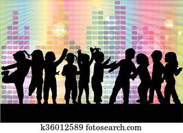 gyerekek, silhouette.