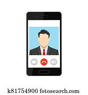 Meeting in video conference on a mobile phone Meeting in video conference on a mobile phone