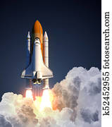 Space Shuttle Launch On Blue Background Space Shuttle Launch On Blue Background